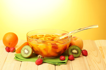 punch in glass bowl with fruits,