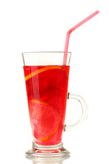 sangria in glass, isolated on white