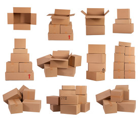 Stacks of cardboard boxes