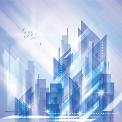 Fototapeta premium Abstract City Landscape in Winter Time