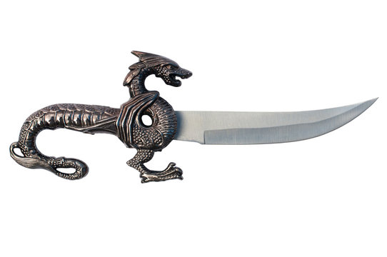 Ancient souvenir dagger on a white background