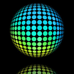 Yellow and cyan circle textured ball.