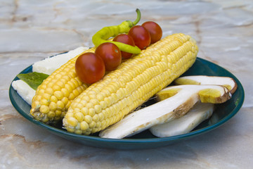 Tasty decoration of fresh vegetable