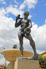 Italy, Modena Two river fountain detail built in 1938.