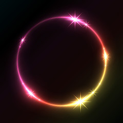 Colorful glowing circle vector background .
