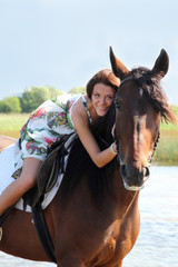Obraz premium girl riding a horse