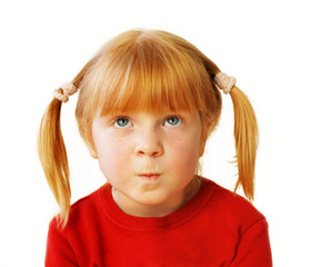 little sad redhead girl