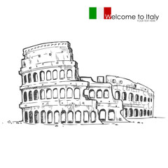 vector illustration of Roman Colosseum against white background