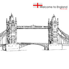 vector illustration of London Bridge against white background