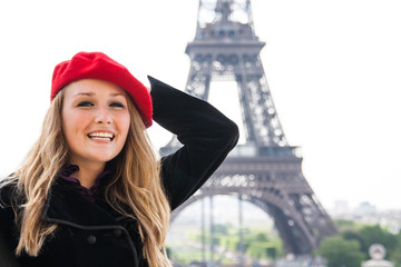 A Girl in a Red Hat in Paris