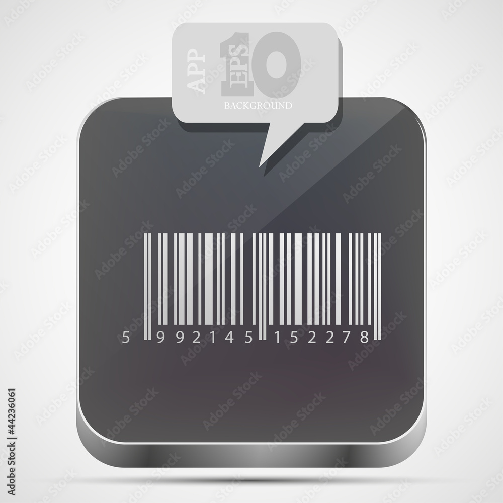 Poster vector bar code app icon with gray bubble speech. eps10