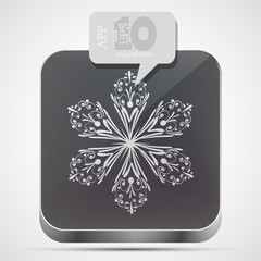 Vector snowflake app icon with gray bubble speech. Eps 10