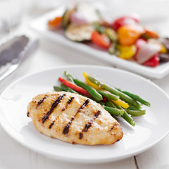 Summer grilling time - grilled chicken with vegetables.