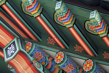 eaves with traditional multicolored paintwork