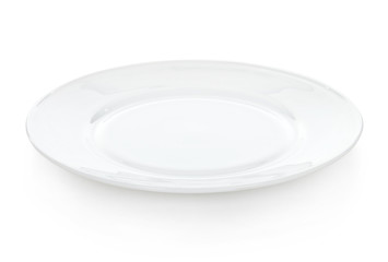 White ceramic plate on white background