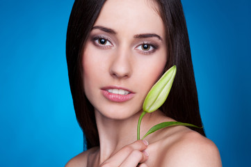 woman with flower bud