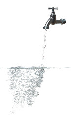 fresh water with faucet and bubbles