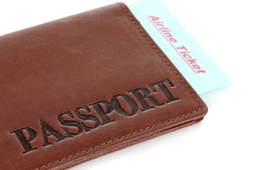 Passport and ticket close-up