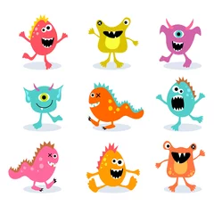 Garden poster Creatures set of cute little monsters