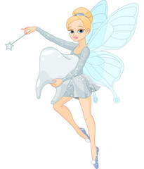 Obraz na płótnie Canvas Śliczne Tooth Fairy latania z Zęba