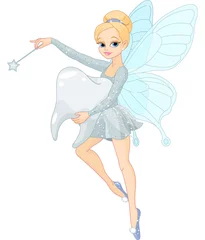 Wall murals Fairies and elves Cute Tooth Fairy flying with Tooth