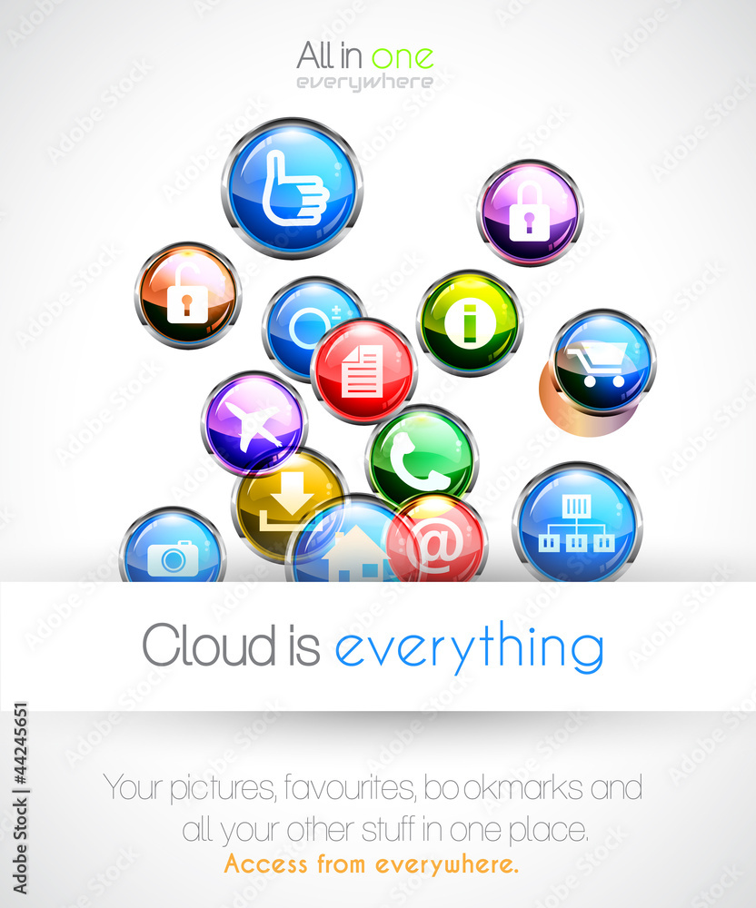 Poster cloud computin concept background with a lot of icons