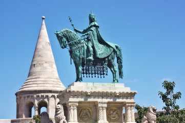 Fishermans bastion and the Statue of Saint Stephen, Budapest
