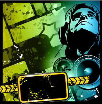 Disco club flyer with a lot of abstract colorful design