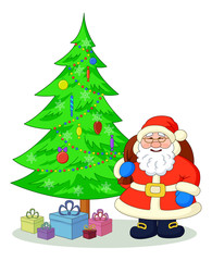 Santa Claus and Christmas tree