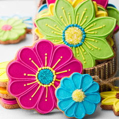 Flower cookies - obrazy, fototapety, plakaty