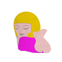 papercut happy girl laying down on the ground