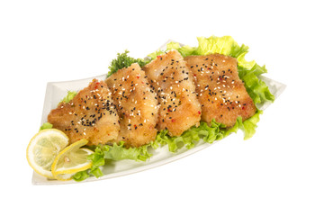Roasted fish with lemon
