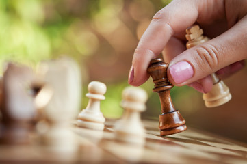 woman playing chess