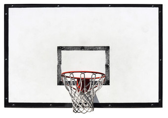 Basketball backboard on the school basketball court isolated on white background