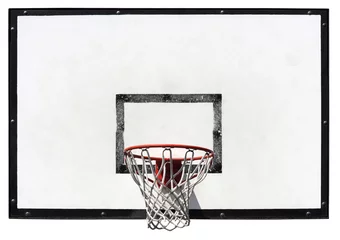 Poster Basketball backboard on the school basketball court isolated on white background © smuki