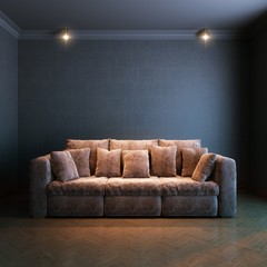 interior for the rest (version with brown velvet sofa)