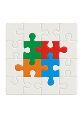 Colored puzzle pattern (removable pieces). Vector illustration