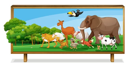 Washable wall murals Forest animals Animals in jungle on board