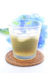 Japanese green tea and flower