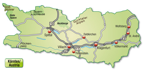 Verkehrskarte von Kärnten