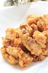 Chinese food, deep fried pork on white dish