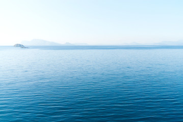 Aerial view over the Aegean sea near Hydra island, Greece