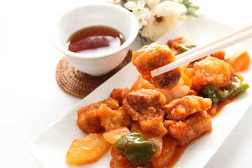 Chinese cuisine, sweet & sour Pork with vegetable