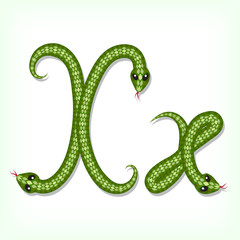 Snake font. Letter X