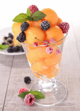 fresh fruits salad and berries