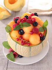 fresh fruits salad and berries