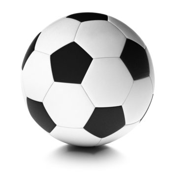 Ballon de foot, balle de football fond blanc. Soccer