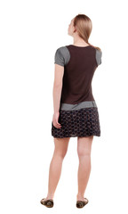 back view of standing beautiful   woman.