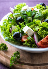 Mediterranean style salad with feta and olives