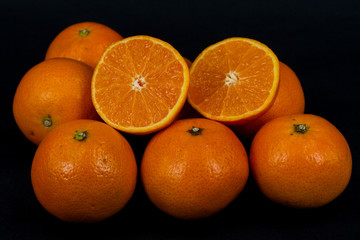 Biopsy of the orange in black background